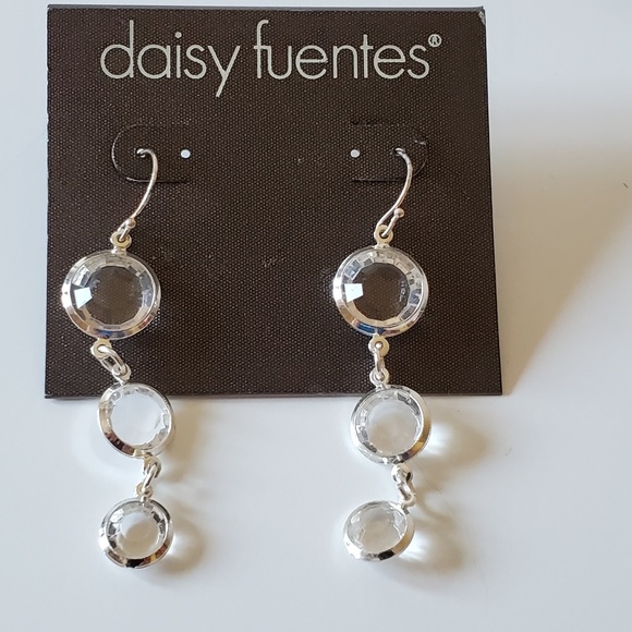 Daisy Fuentes Jewelry - NEW | SILVER & CRYSTAL CIRCLES DANGLING EARRINGS